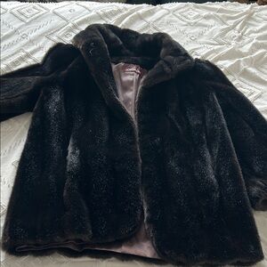 Vintage Dark Brown Faux Fur Coat